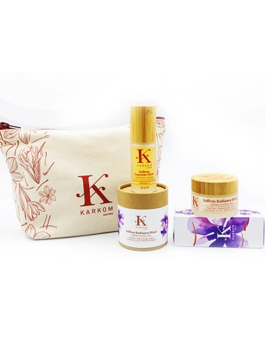 Toiletry bag with serum and facial cream